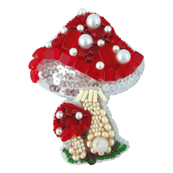 Beadwork kit for creating broоch "Amanita"