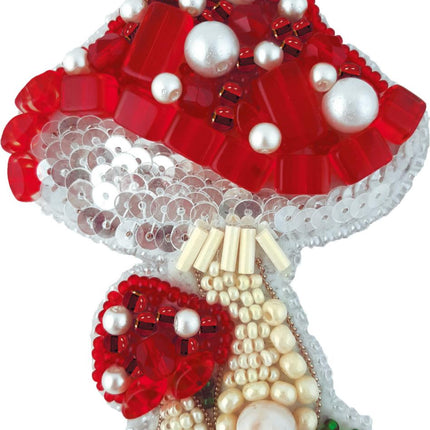 Beadwork kit for creating broоch "Amanita"