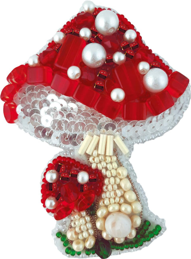 Beadwork kit for creating broоch "Amanita"