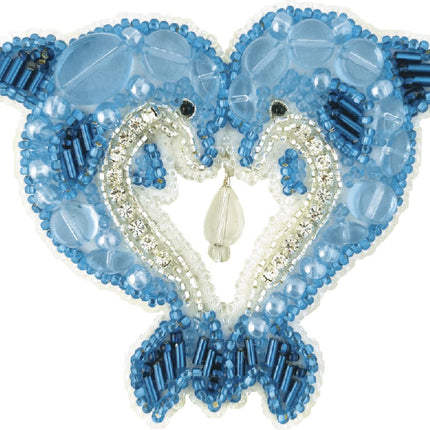 Beadwork kit for creating broоch "Dolphins"