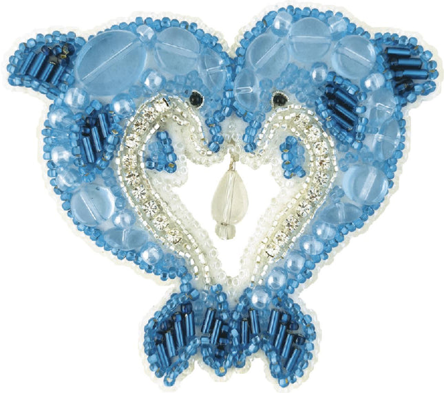 Beadwork kit for creating broоch "Dolphins"