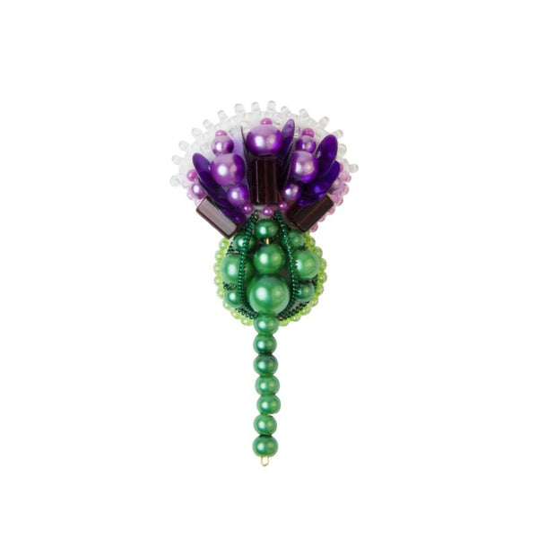 Beadwork kit for creating broоch "Thistle"