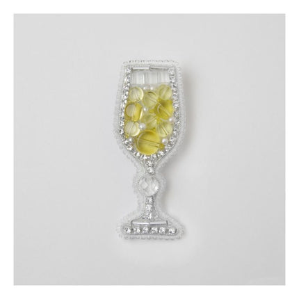 Beadwork kit for creating broоch "A glass of champagne"