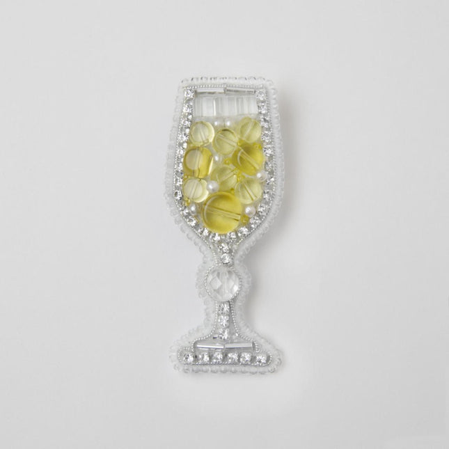 Beadwork kit for creating broоch "A glass of champagne"