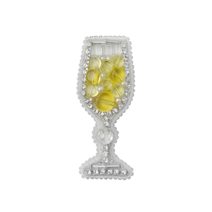Beadwork kit for creating broоch "A glass of champagne"