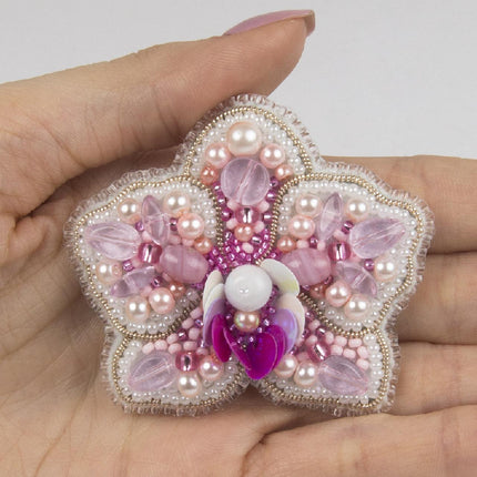 Beadwork kit for creating broоch "Orchid"