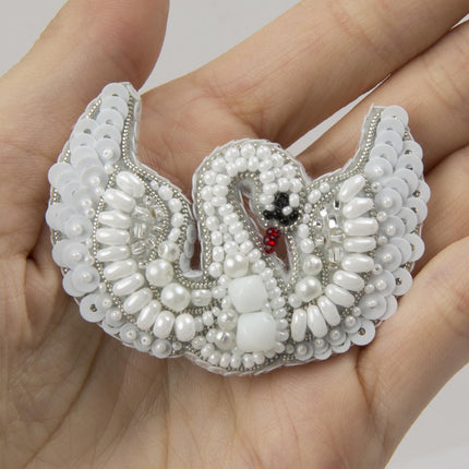 Beadwork kit for creating broоch "Swan"