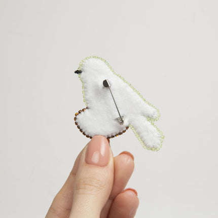 Beadwork kit for creating broоch "Bird in the nest"