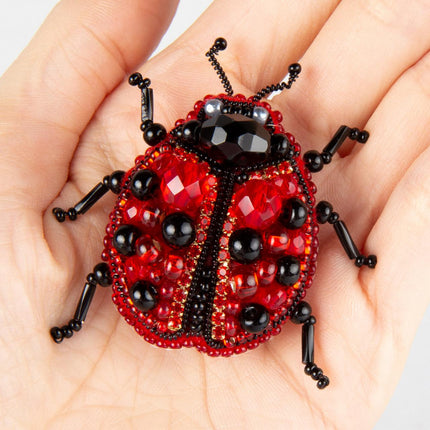 Beadwork kit for creating broоch "Ladybug"