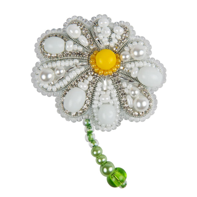 Beadwork kit for creating broоch "Chamomile"