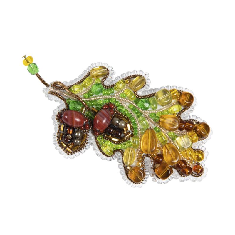 Beadwork kit for creating broоch "Oak Leaf"