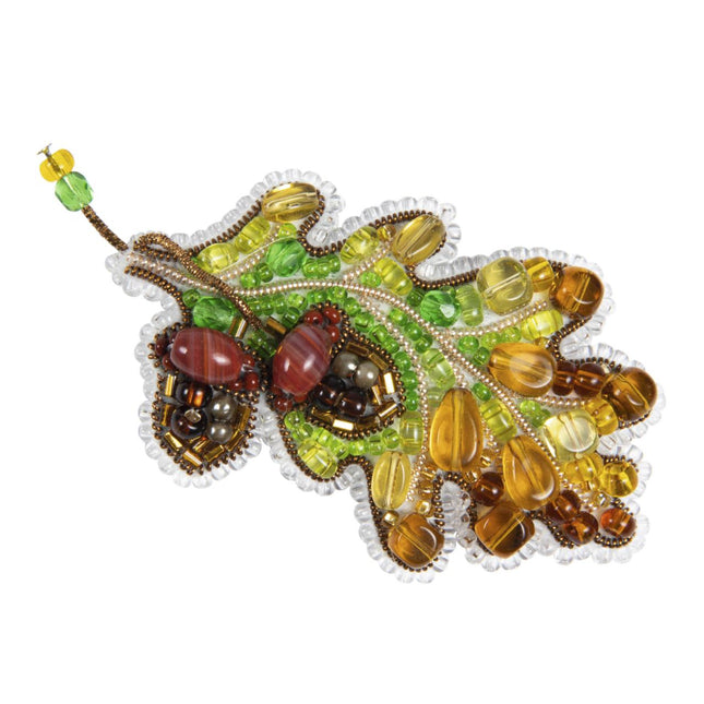 Beadwork kit for creating broоch "Oak Leaf"