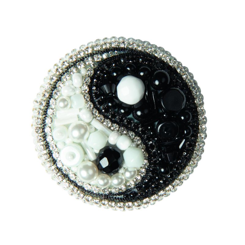 Beadwork kit for creating broоch "Yin Yang"