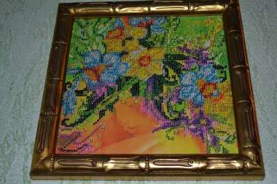 Canvas for bead embroidery "Spring Girl" 7.9"x7.9" / 20.0x20.0 cm