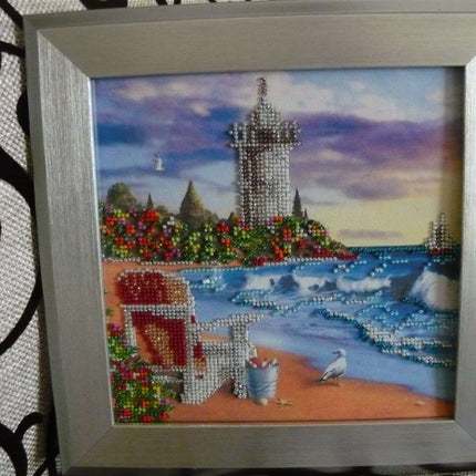 Canvas for bead embroidery "Lighthouse" 7.9"x7.9" / 20.0x20.0 cm
