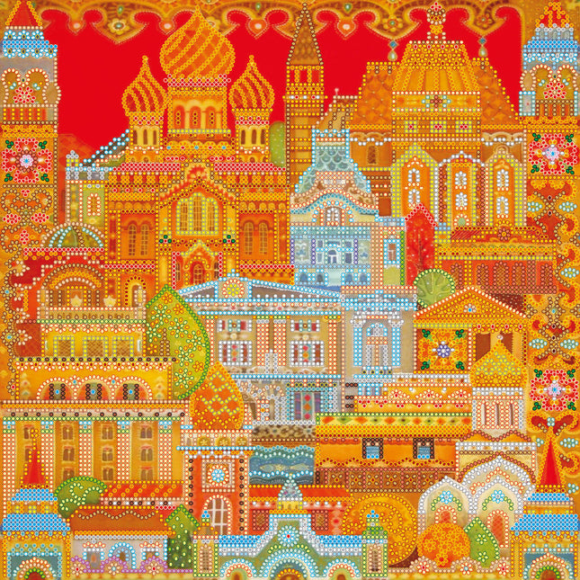 Canvas for bead embroidery "Deco town" 11.8"x11.8" / 30.0x30.0 cm