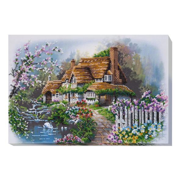 DIY Bead Embroidery Kit "House at the lake" 16.5"x11.8" / 42.0x30.0 cm