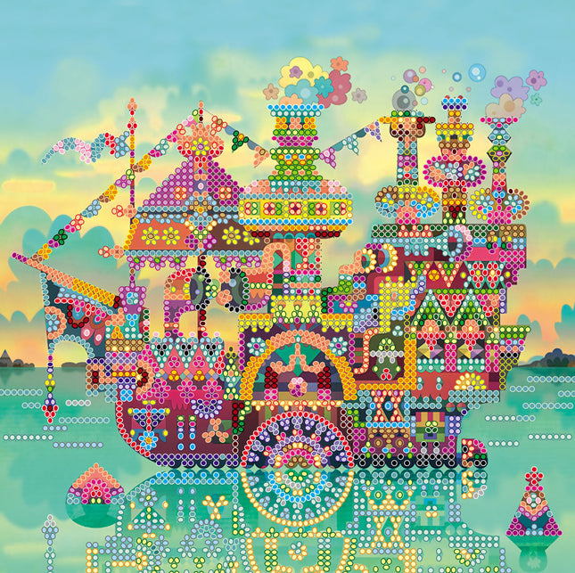 Canvas for bead embroidery "Crisp cruise" 7.9"x7.9" / 20.0x20.0 cm