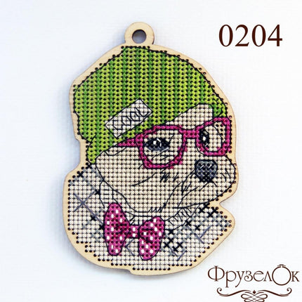 DIY Cross stitch kit on wood "Sashko" 4.5x3.1 in / 11.5x8.0 cm