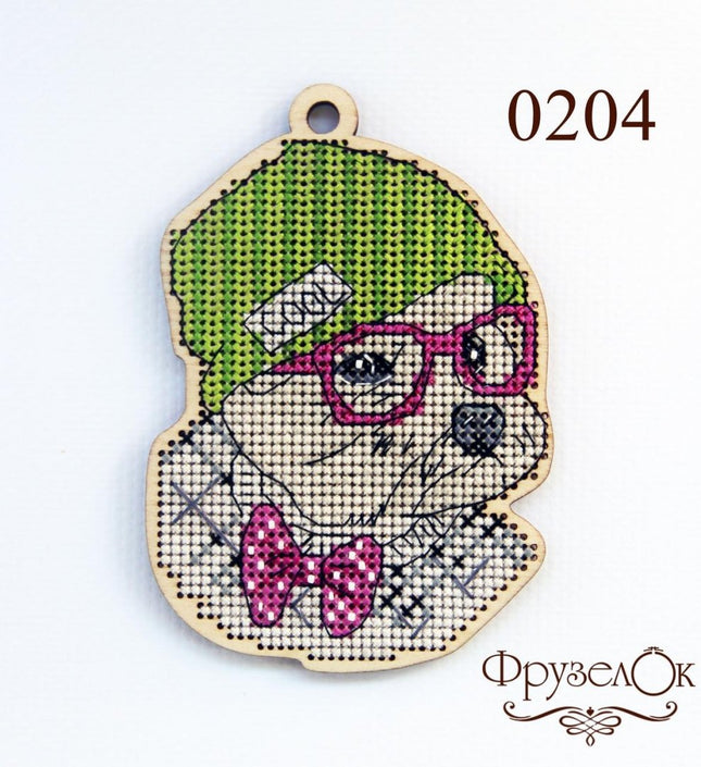 DIY Cross stitch kit on wood "Sashko" 4.5x3.1 in / 11.5x8.0 cm