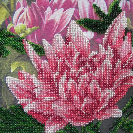 Canvas for bead embroidery "Pink lotus" 7.9"x7.9" / 20.0x20.0 cm