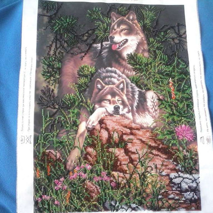 DIY Bead Embroidery Kit "Rest on the rocks" 12.6"x17.5" / 32.0x44.5 cm