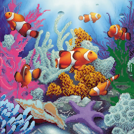 Canvas for bead embroidery "Under the Sea" 11.8"x11.8" / 30.0x30.0 cm
