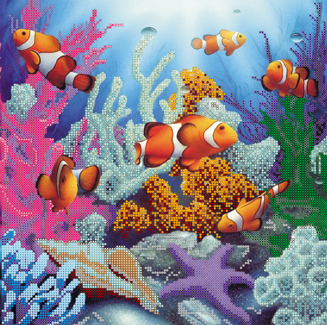 Canvas for bead embroidery "Under the Sea" 11.8"x11.8" / 30.0x30.0 cm