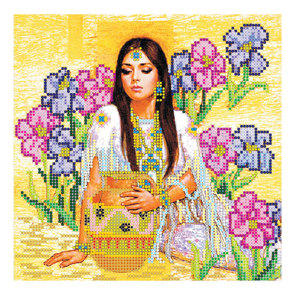 Canvas for bead embroidery "Spring Water" 7.9"x7.9" / 20.0x20.0 cm