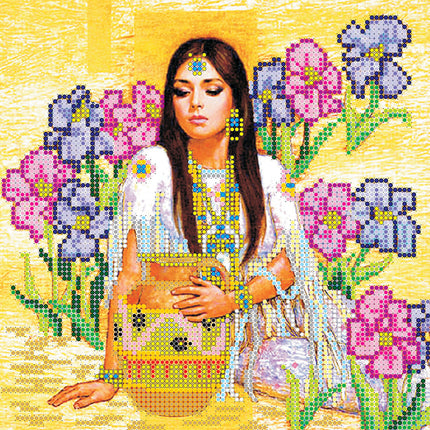 Canvas for bead embroidery "Spring Water" 7.9"x7.9" / 20.0x20.0 cm