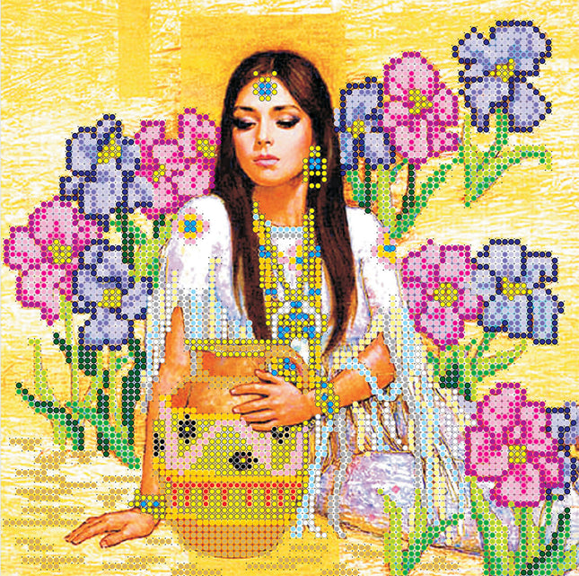 Canvas for bead embroidery "Spring Water" 7.9"x7.9" / 20.0x20.0 cm