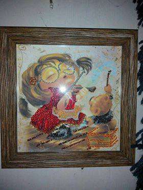 DIY Bead Embroidery Kit "Violinist and conductor"  5.9"x5.9" / 15.0x15.0 cm
