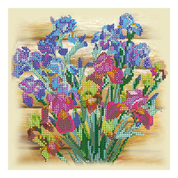 Canvas for bead embroidery "Irises" 7.9"x7.9" / 20.0x20.0 cm