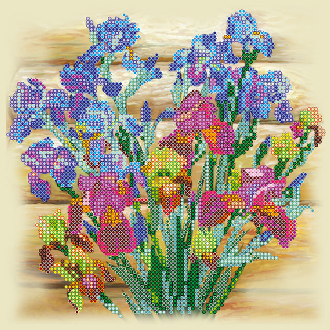 Canvas for bead embroidery "Irises" 7.9"x7.9" / 20.0x20.0 cm