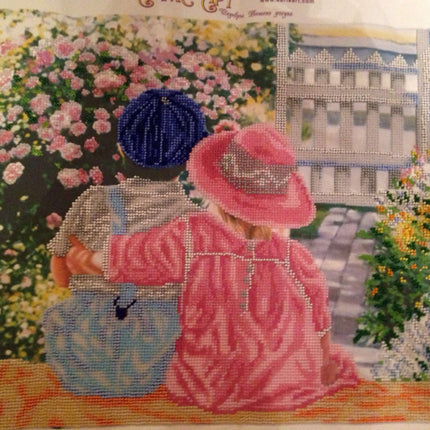 DIY Bead Embroidery Kit "Date on the porch" 15.2"x12.6" / 38.5x32.0 cm