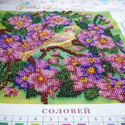 Canvas for bead embroidery "Nightingale" 7.9"x7.9" / 20.0x20.0 cm