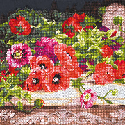 DIY Cross Stitch Kit "Poppies" 15.0"x12.2"