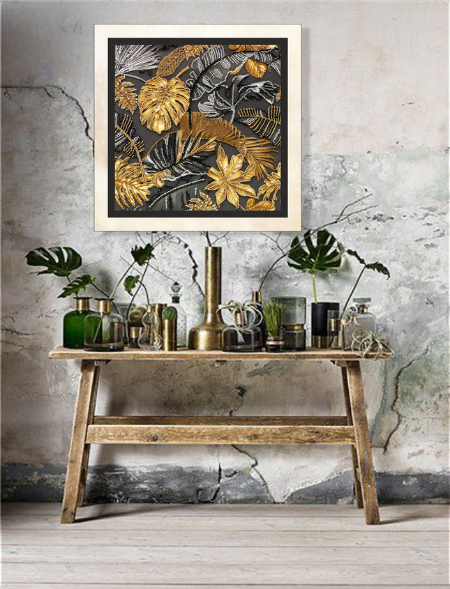 DIY Bead Embroidery Kit "Golden Tropics" 11.8"x11.8" / 30.0x30.0 cm