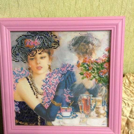 Canvas for bead embroidery "The Parisian Woman" 7.9"x7.9" / 20.0x20.0 cm