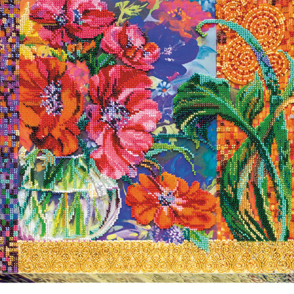DIY Bead Embroidery Kit "Anemone" 15.4"x12.6" / 39.0x32.0 cm