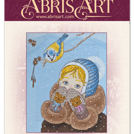 DIY Cross Stitch Kit "Girl and bird" 7.3"x8.3"