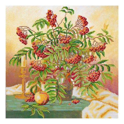 Canvas for bead embroidery "Wild ash cluster" 11.8"x11.8" / 30.0x30.0 cm