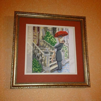 Canvas for bead embroidery "Date in the Rain" 7.9"x7.9" / 20.0x20.0 cm