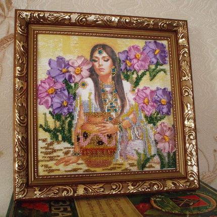Canvas for bead embroidery "Spring Water" 7.9"x7.9" / 20.0x20.0 cm