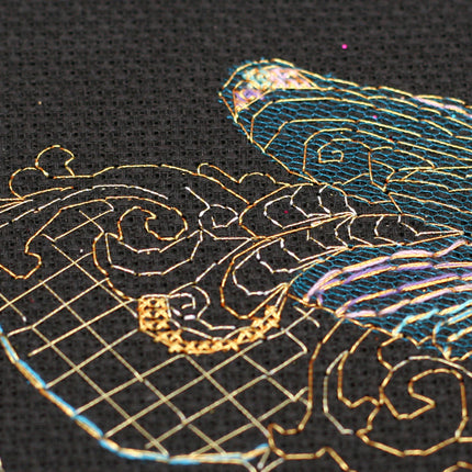 DIY Cross Stitch Kit "Golden dragonfly" 9.4"x6.3"