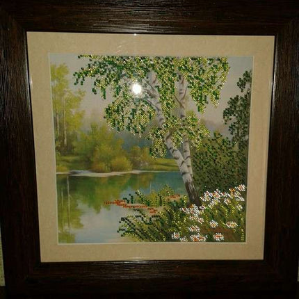 Canvas for bead embroidery "Birches" 7.9"x7.9" / 20.0x20.0 cm
