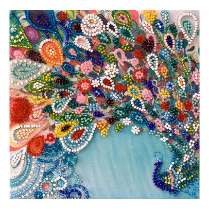 DIY Bead Embroidery Kit "Colored tail"  5.9"x5.9" / 15.0x15.0 cm