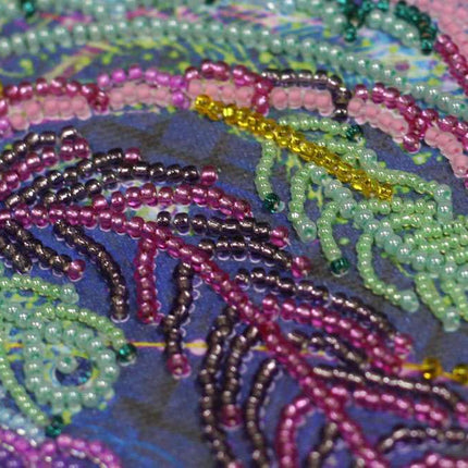 DIY Bead Embroidery Kit "Feather Sunbird" 9.8"x24.4" / 25.0x62.0 cm