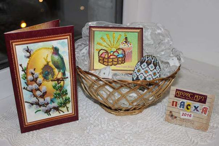 DIY Bead embroidery postcard kit "Easter – 7"