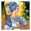 Canvas for bead embroidery "Lady with fan" 7.9"x7.9" / 20.0x20.0 cm